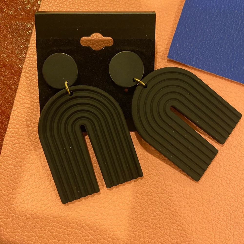 Black Geometric Statement Earrings